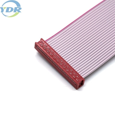 IDC 2.54mm Pitch Red 20Pin Customized Flat Cable UL2651 28AWG PVC Copper Material