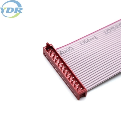 IDC 2.54mm Pitch Red 20Pin Customized Flat Cable UL2651 28AWG PVC Copper Material