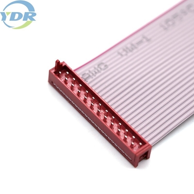 IDC 2.54mm Pitch Red 20Pin Customized Flat Cable UL2651 28AWG PVC Copper Material