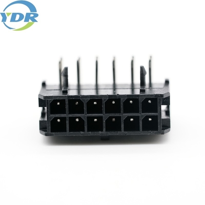 90 Degree Vertical Molex 12 Pin Connector LCP Tin Plated Material
