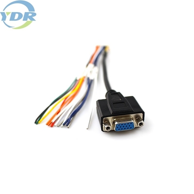 DB15P AMP OEM Automotive Wiring Harness UL 1007 22AWG red green black
