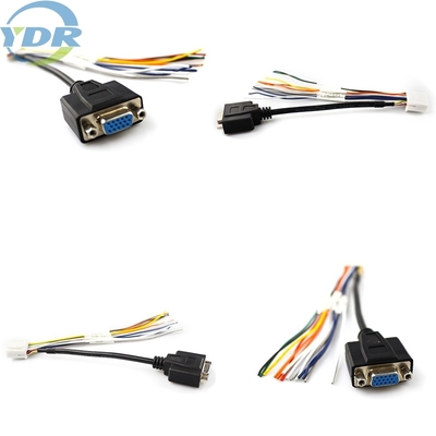 DB15P AMP OEM Automotive Wiring Harness UL 1007 22AWG red green black