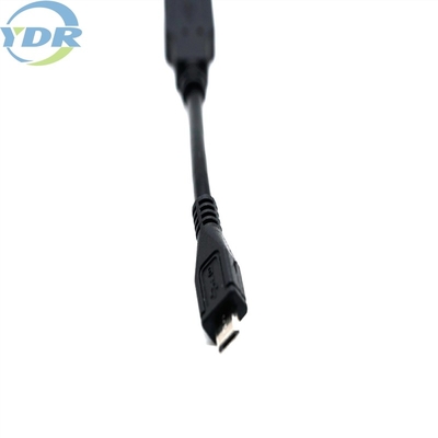 USB A To Micro USB Charging Data Cable 10cm UL2725 24AWG Black Color