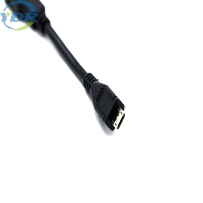 USB A To Micro USB Charging Data Cable 10cm UL2725 24AWG Black Color