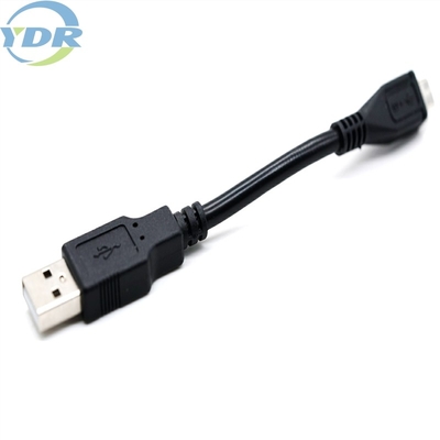 USB A To Micro USB Charging Data Cable 10cm UL2725 24AWG Black Color