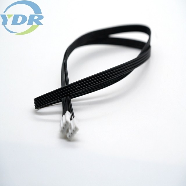 26AWG Black Flat Cables JST PHR-4 With Female 2.0 Pitch Connectors Reverse Sides